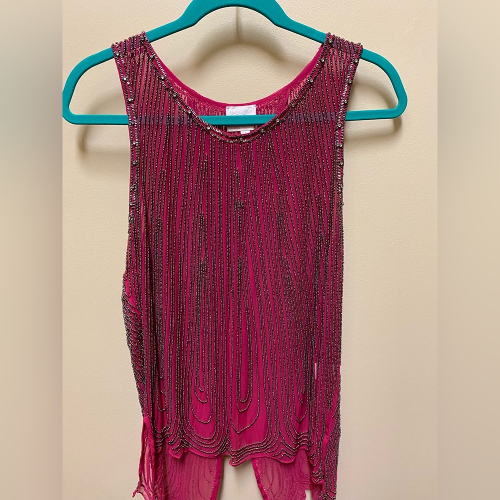 Parker hand beaded open back blouse